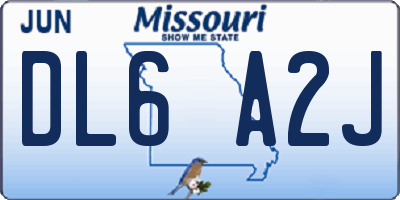 MO license plate DL6A2J