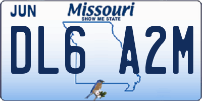MO license plate DL6A2M