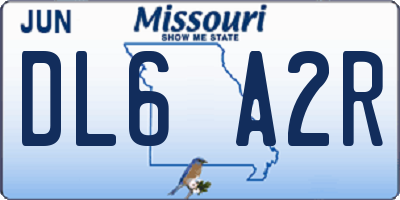 MO license plate DL6A2R