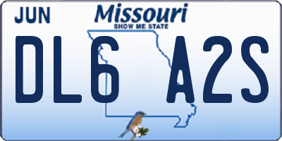 MO license plate DL6A2S