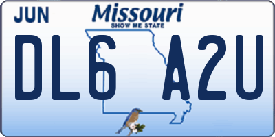 MO license plate DL6A2U