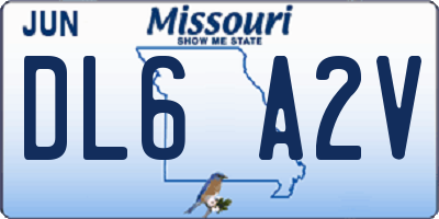 MO license plate DL6A2V