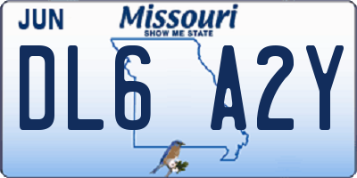 MO license plate DL6A2Y