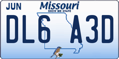 MO license plate DL6A3D