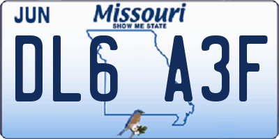 MO license plate DL6A3F