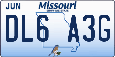 MO license plate DL6A3G