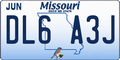 MO license plate DL6A3J