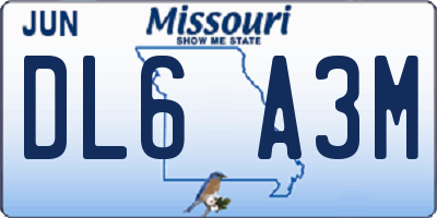 MO license plate DL6A3M