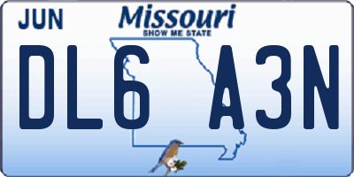 MO license plate DL6A3N