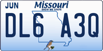 MO license plate DL6A3Q