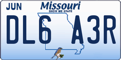 MO license plate DL6A3R