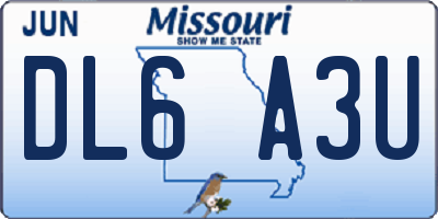 MO license plate DL6A3U