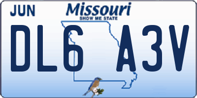 MO license plate DL6A3V