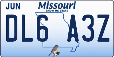 MO license plate DL6A3Z