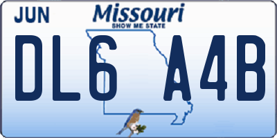 MO license plate DL6A4B