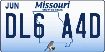 MO license plate DL6A4D