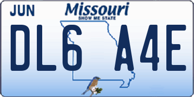 MO license plate DL6A4E