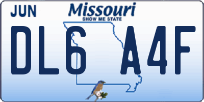 MO license plate DL6A4F