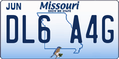 MO license plate DL6A4G