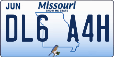 MO license plate DL6A4H