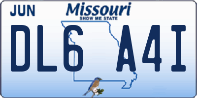 MO license plate DL6A4I