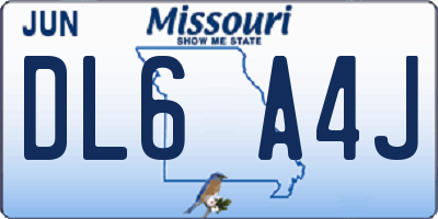 MO license plate DL6A4J
