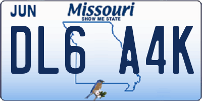 MO license plate DL6A4K