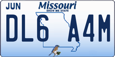 MO license plate DL6A4M