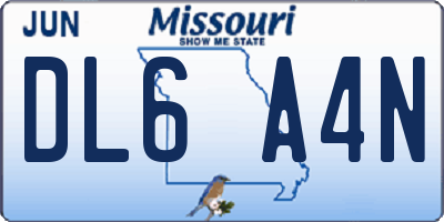 MO license plate DL6A4N