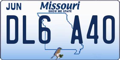 MO license plate DL6A4O