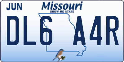 MO license plate DL6A4R