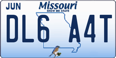 MO license plate DL6A4T