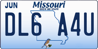 MO license plate DL6A4U