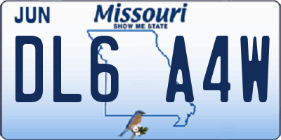 MO license plate DL6A4W