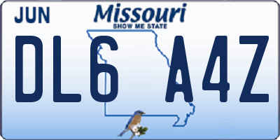 MO license plate DL6A4Z