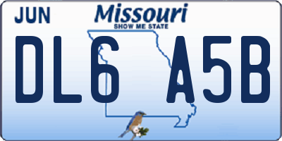 MO license plate DL6A5B