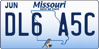 MO license plate DL6A5C