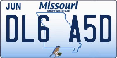 MO license plate DL6A5D