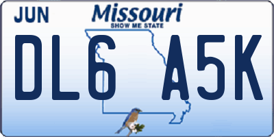 MO license plate DL6A5K