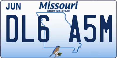MO license plate DL6A5M