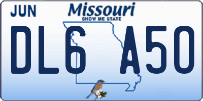 MO license plate DL6A5O