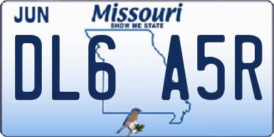 MO license plate DL6A5R
