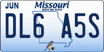 MO license plate DL6A5S