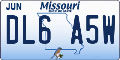 MO license plate DL6A5W