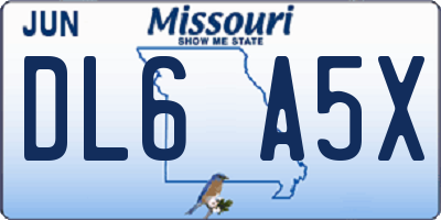 MO license plate DL6A5X