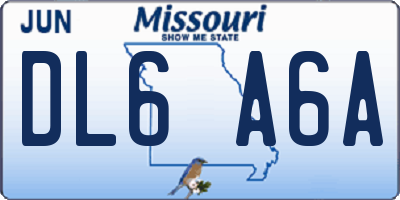 MO license plate DL6A6A