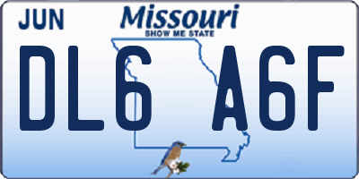 MO license plate DL6A6F