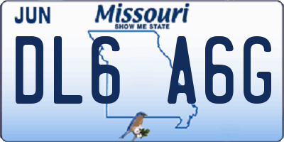 MO license plate DL6A6G