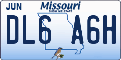 MO license plate DL6A6H