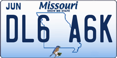 MO license plate DL6A6K